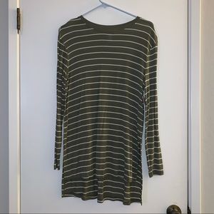 BP. olive green and white striped tunic